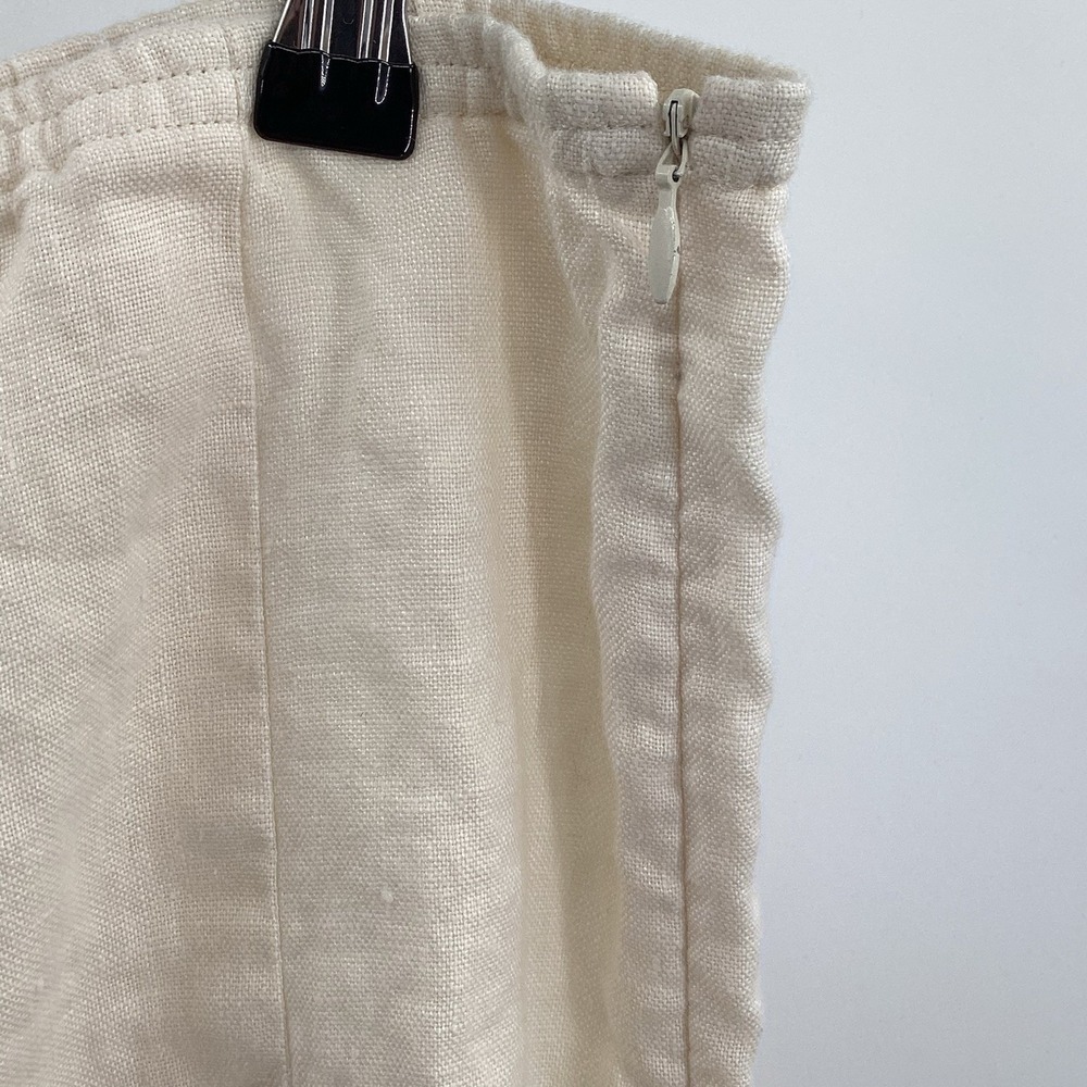 J. Jill White Linen Midi Skirt with Pink Floral Print Vintage and Like New - Picture 6 of 9